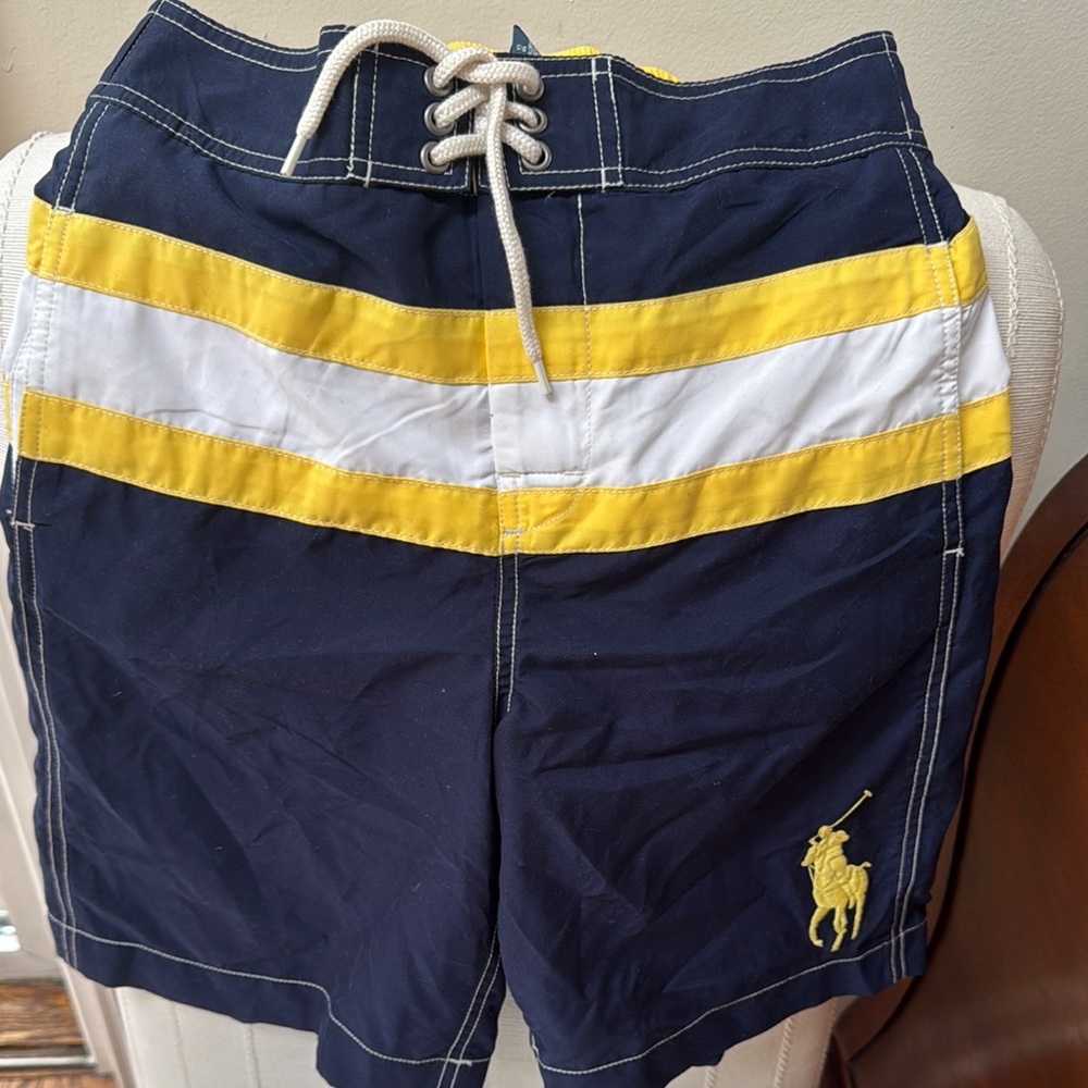 Polo by Ralph Lauren Navy and Yellow Kids Swim Trunks